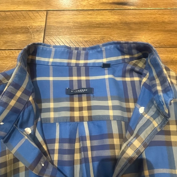 Burberry Blue and Tan Plaid Men's Shirt - Picture 9 of 10